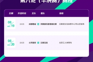 足協(xié)杯半決賽：蓉城vs河南8月19日19:35，國安vs玉昆20日19:35