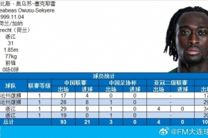 博主：浙江隊(duì)外援奧烏蘇完成代表中國職業(yè)俱樂部100場里程碑