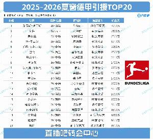 德甲夏窗TOP20：標(biāo)王迪亞斯7000萬(wàn)斷層領(lǐng)跑，藥廠花2億前7占5席