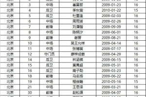 第十五屆全運(yùn)會(huì)足球項(xiàng)目男子16歲以下組決賽各隊(duì)球員名單